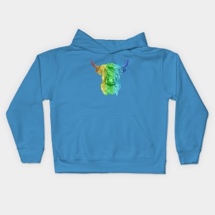 LGBTQ+ Highland Cow - Hand Drawn Illustration Kids Hoodie